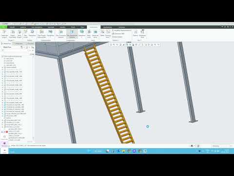 Design of Stairs automatic in Creo | create stairs in Creo | steel platform stairs