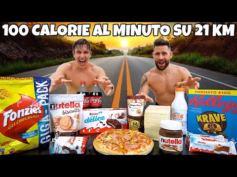MANGIO 100 CALORIE AL MINUTO in una MEZZA MARATONA con @marcotomasin58 - MAN VS FOOD