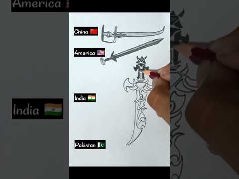 Sword drawing 🗡️ / India 🇮🇳 vs China 🇨🇳 / #shorts #fzarts