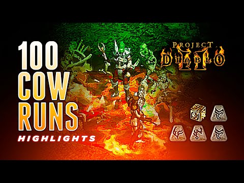 100 Cow Runs - Drop Highlights - Project Diablo 2 (PD2)