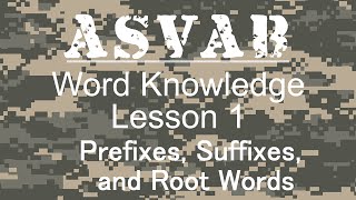ASVAB Word Knowledge Review - Lesson 1 Prefixes, Suffixes, and Root Words