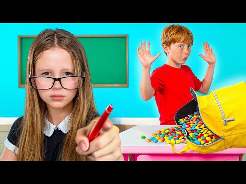 Nastya teaches kids how to do school the right way