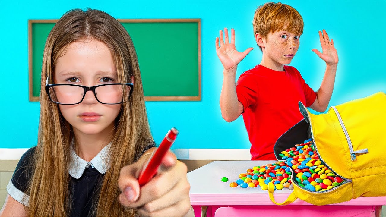 Nastya teaches kids how to do school the right way