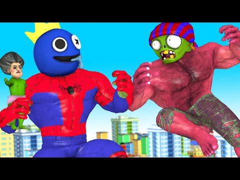 Hero Spider Man Nick Transform Rainbow Friends Hero vs Red Hulk Save Baby Miss T - Scary Teacher 3D