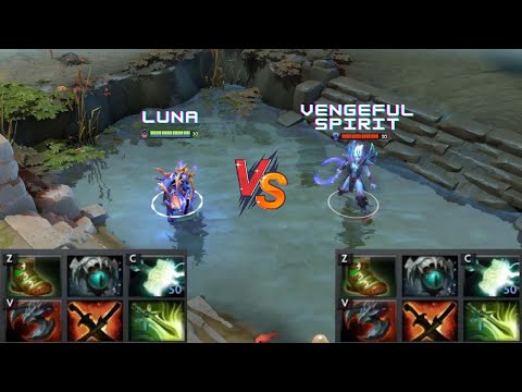 Dota 2 | Luna vs Vengeful Spirit lvl 30 | Normal Attacks Only | Same Full Items