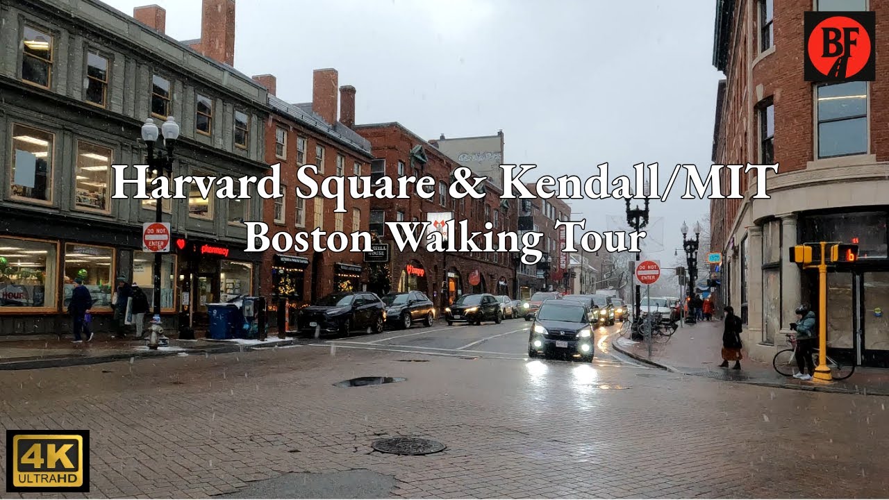 Immersive street-level walking tour through Cambridge Kendall Square, United States, showcasing authentic urban landscapes, local architecture, and the vibrant atmosphere of the city's neighborhoods