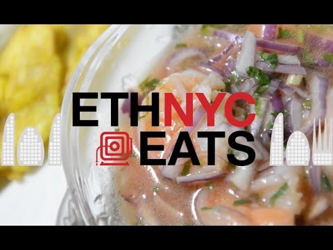 Ecuadorian Cooked Shrimp Ceviche & Tostones: EthNYC EATS