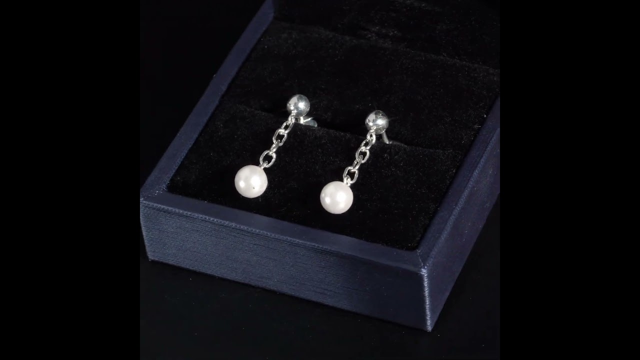 Khuyên tai nữ ECJ12  ngọc trai nhân tạo dáng dài thanh lịch ChariotJewelry