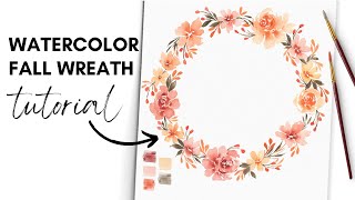 Easy Watercolor Fall Wreath | Step by Step Floral Tutorial