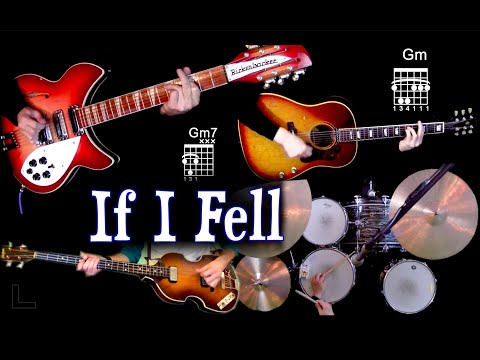 If I Fell | Guitars, Bass & Drums w/ Chords & Lyrics | Instrumental Cover