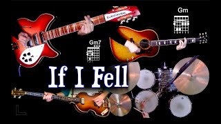If I Fell | Guitars, Bass &amp; Drums w/ Chords &amp; Lyrics | Instrumental Cover