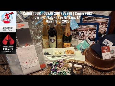 Thumbnail for Carnival Valor | Ocean Suite #7269 Cabin Tour | Cruise #102, New Orleans, March 3-8, 2025