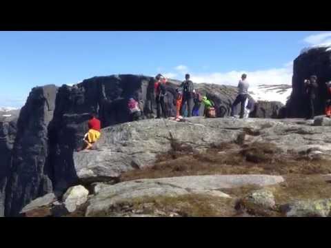 More Base jumpers jumping off the cliff on Kjerag