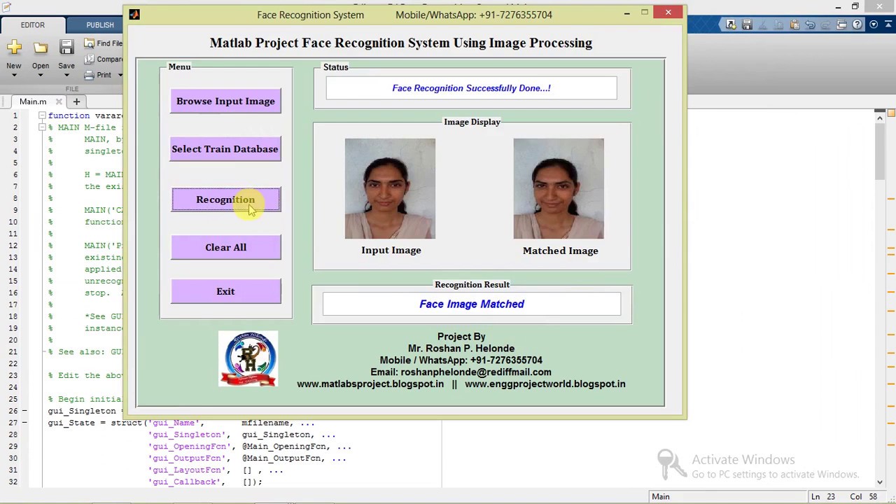 Face Recognition System Using Image Processing Matlab Project with Source Code || IEEE Based Project