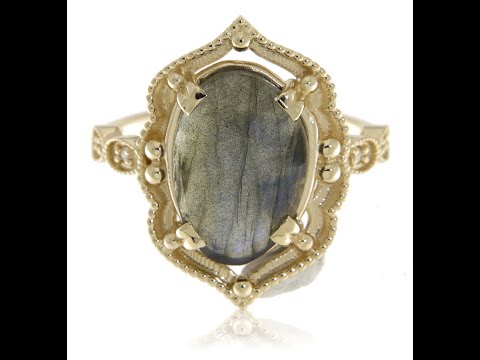 Inelul din aur 14k Aurora Mistica - Labradorit si Diamante in Splendoare