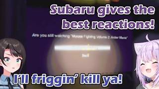 Okayu pranked Subaru with a jump scare because Korone [hololive/ENG Subs]