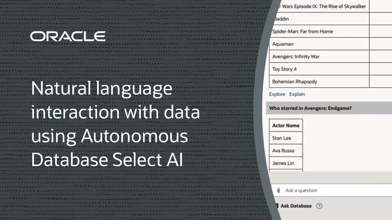 Natural language interaction with data using Autonomous Database Select AI