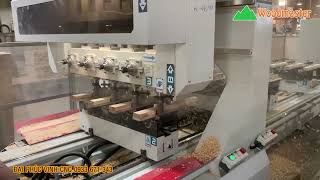Máy cnc làm mộng âm dương 4 trục 16 dao, Lật mặt phôi 90 độ