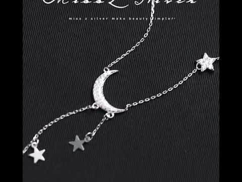 Silver Star Moon Simple Elegant Temperament Tassel  Necklaces For Women choker collares