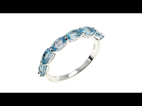 Sevilla Silver Blue Topaz 6Stone Stackable Band Ring