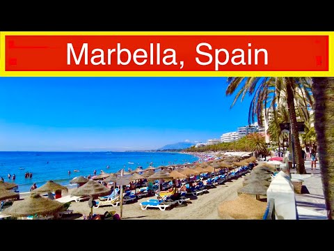 Stroll the Marvellous Marbella promenade, Costa del Sol, Spain, Walking Tour, 4K, August 2022