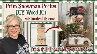 ☃️🎄 Prim Snowman Pocket Shelf Sitter DIY Wood Kit || The Rust-Covered Cottage