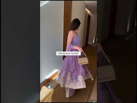 Purple Designer Georgette Dori, Thread & Foil Embroidered Top Palazzo Set with Matching Dupatta – Fully Stitched Festive Wear Ensemble