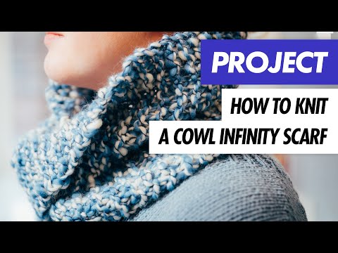 How to KNIT a COWL INFINITY SCARF - Easy Knitting Project