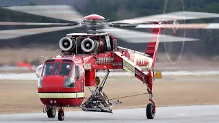 S-64E SKYCRANE N4035S : Startup, Taxi, and Takeoff