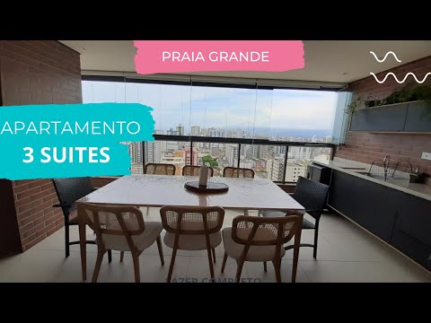Apartamento em PRAIA GRANDE, na Guilhermina, Totalmente Mobiliado com 3 Suítes e vista para o Mar