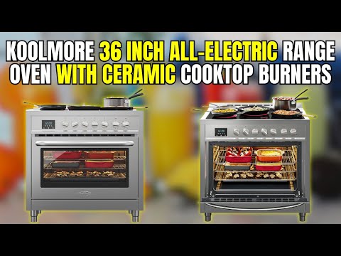 2 Set - 36" Electric Range with Touch Control & 36" Wall-Mounted Range Hood (White) video review thumbnail