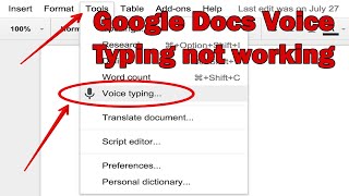 how to fix Google Docs Voice Typing not working windows 10 or 11