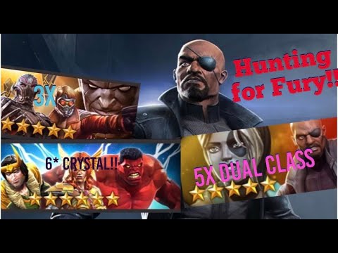 MCOC - Hunting for Nick Fury on the Jr. - 5x Dual Class + 6* Crystal!!