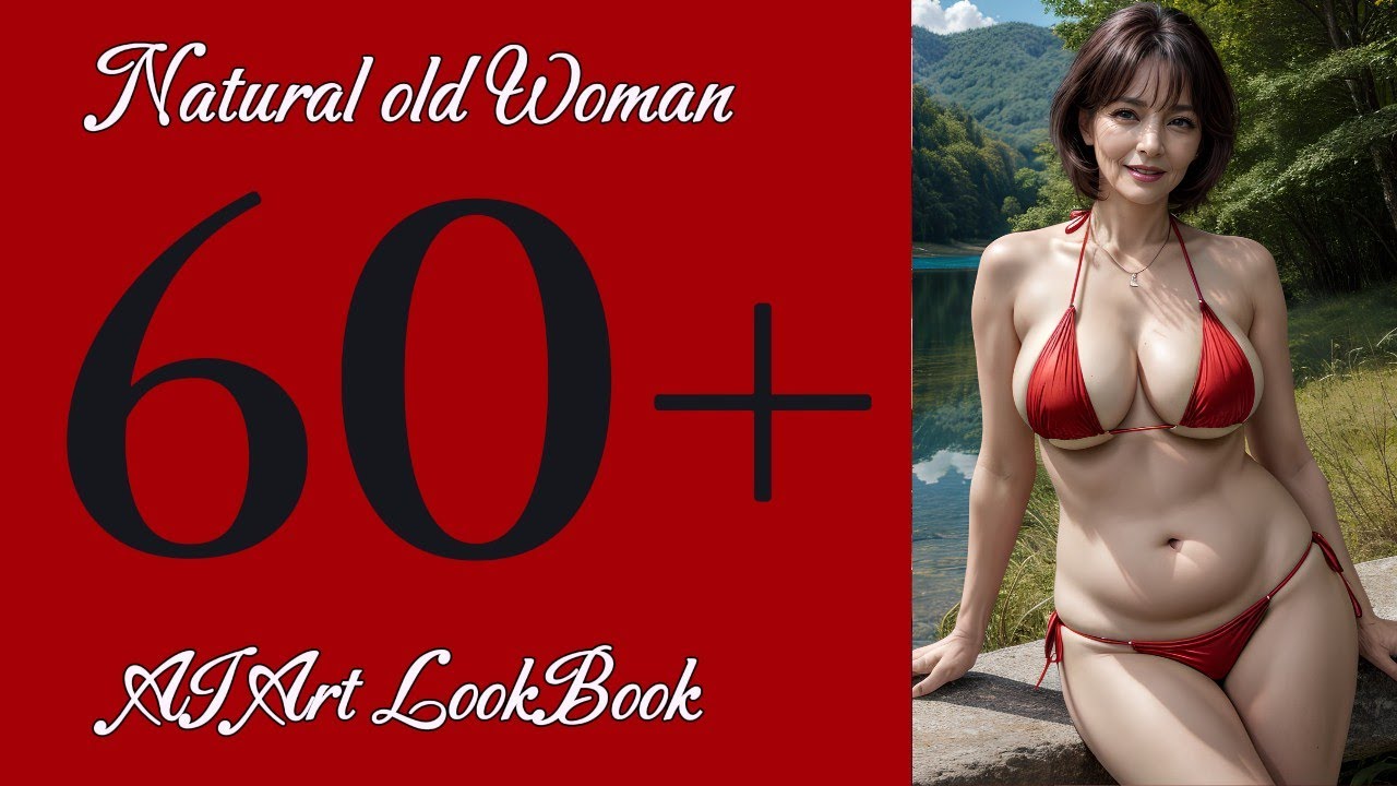 [Natural Mature Woman] Radiant at 60: Lady in Red Bikini by the Forest Lake - AI Fashion Lookbook