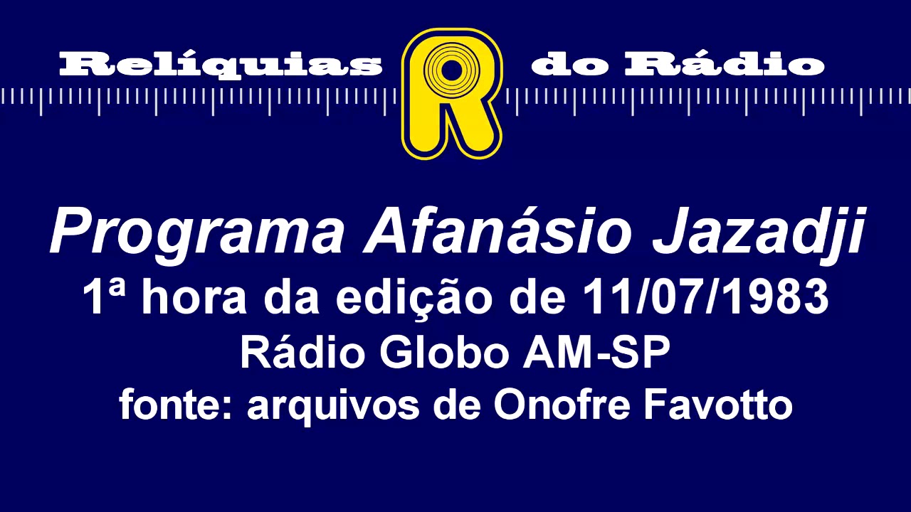 Programa Afanásio Jazadji - 1ª hora da edição de 07/11/1983 - Rádio Globo AM-SP