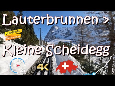 CAB RIDE 4K 🇨🇭 Lauterbrunnen - Wengen - Kleine Scheidegg 🌞 Jungfrau 🚞 Wengernalpbahn / Switzerland 🛤