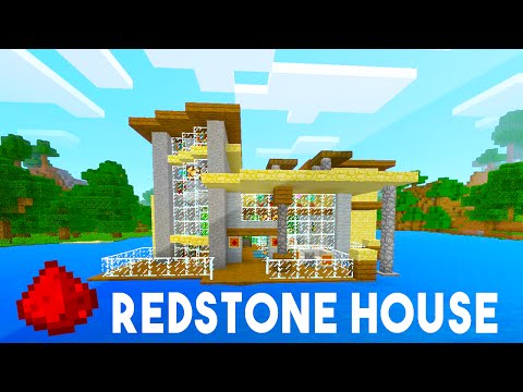 MCPE ISLAND REDSTONE HOUSE (w/ 20+ Redstone Creations!) - Minecraft Maps
