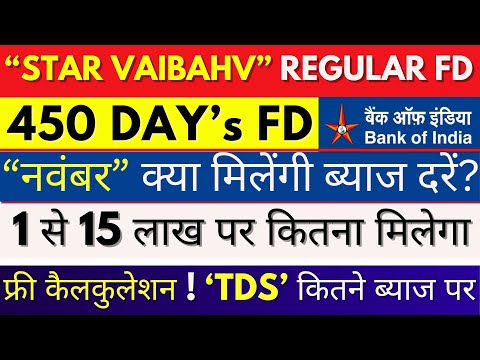 BOI Interest Rates On Fixed Deposit || Bank of India FD || BOI Special 450 Days FD Plan SATR VAIBHAV