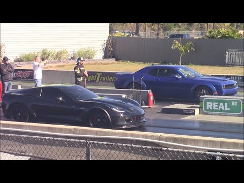 Hellcat Redeye vs C7 Z06 Corvette, Dodge Demon, Hellcat Challenger and More! 1/4 Mile Drag Races