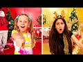 Nastya and Eva in a new Christmas Challenge Red VS Gold