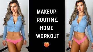 vlog:everyday make routine & home booty workou