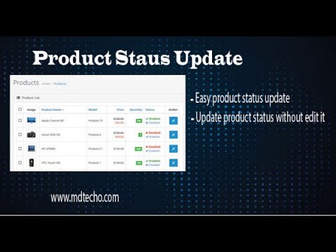 Admin Product Status Update Opencart Demo by MD Techo