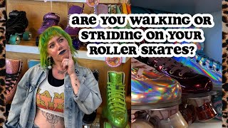 HOW TO ROLLER SKATE- BEGINNER TIPS- HOW TO STRIDE ON ROLLER SKATES: 5 STEPS TO PRACTICE!