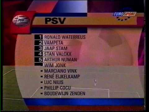 PSV- Brann, e-cup 1996 (innledning m/lagoppstillinger)