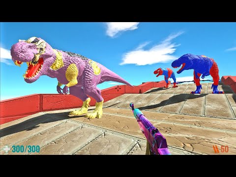 FPS DEATH RUN STAIRS vs SPIDERMAN T-REX - Animal Revolt Battle Simulator ARBS