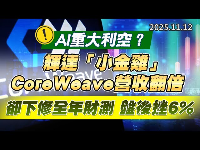 20251112《股市最錢線》#高閔漳 “AI重大利空？輝達「小金雞」CoreWeave營收翻倍卻下修全年財測 盤後挫6%”