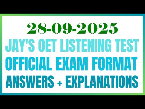 OET LISTENING TEST 28.09.2025 #oet #oetexam #oetnursing #oetlisteningtest