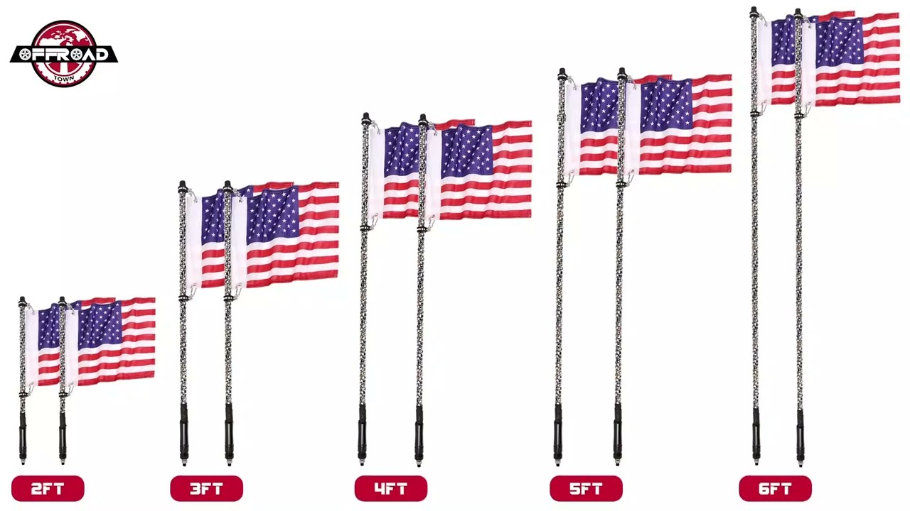 2PCS 6FT LED WHIP LIGHTS WITH FLAG POLE REMOTE CONTROL - Video 1