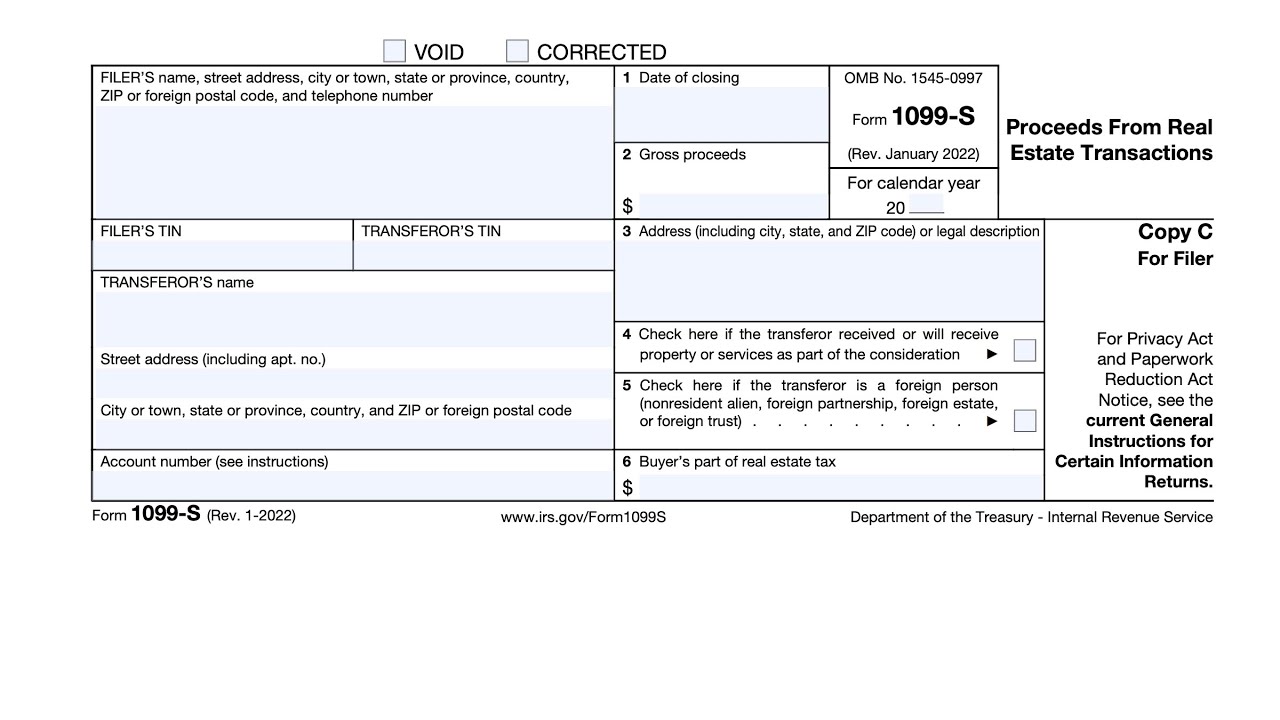 IRS Form 1099-S walkthrough (Proceeds From Real Estate Transactions)