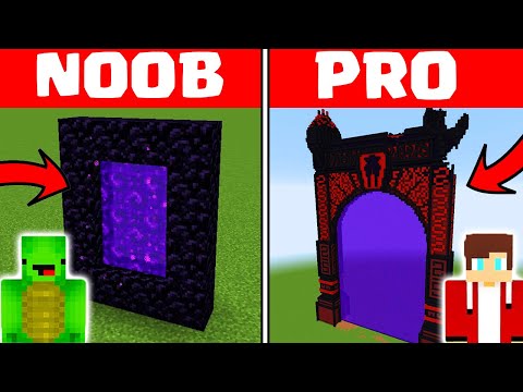 Minecraft NOOB vs PRO: BIGGEST NETHER PORTAL by Mikey Maizen and JJ